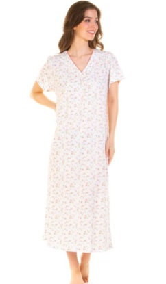 La Marquise Pleated Susan Cotton Rich long Length Short Sleeve Nightdress